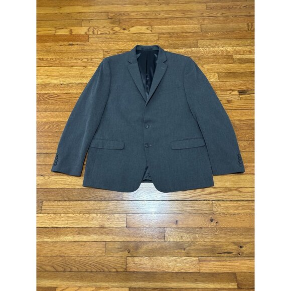 Van Heusen Mens Blazer Jacket Size 46R Gray 2 Button Flex Stretch Sport Coat - Picture 1 of 6